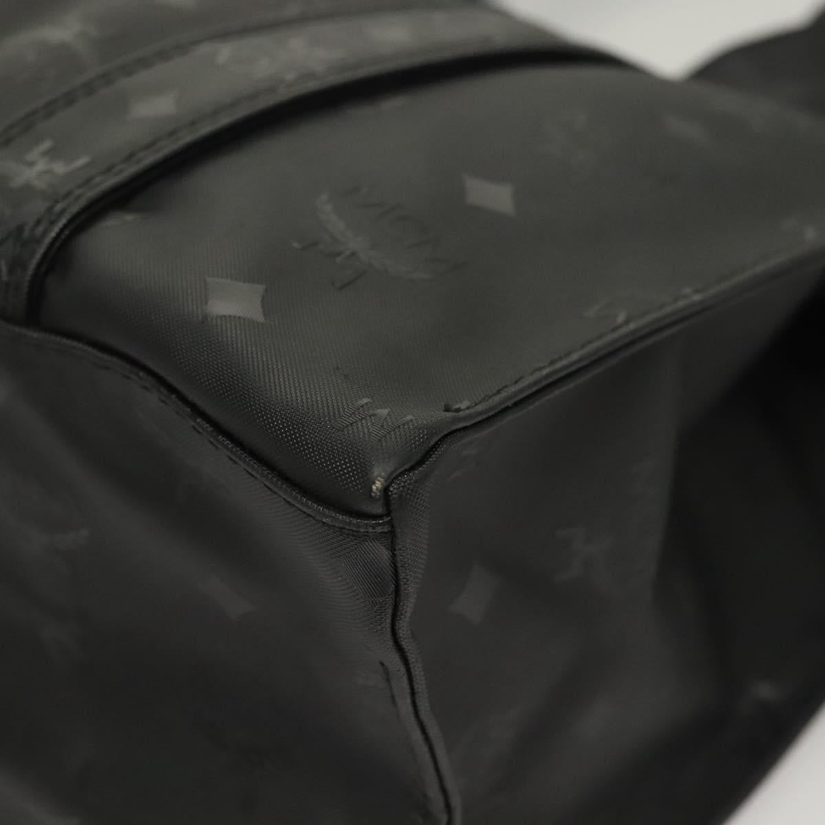 MCM Logogram Vicetos Tote Bag PVC Black Gold Auth ar13679