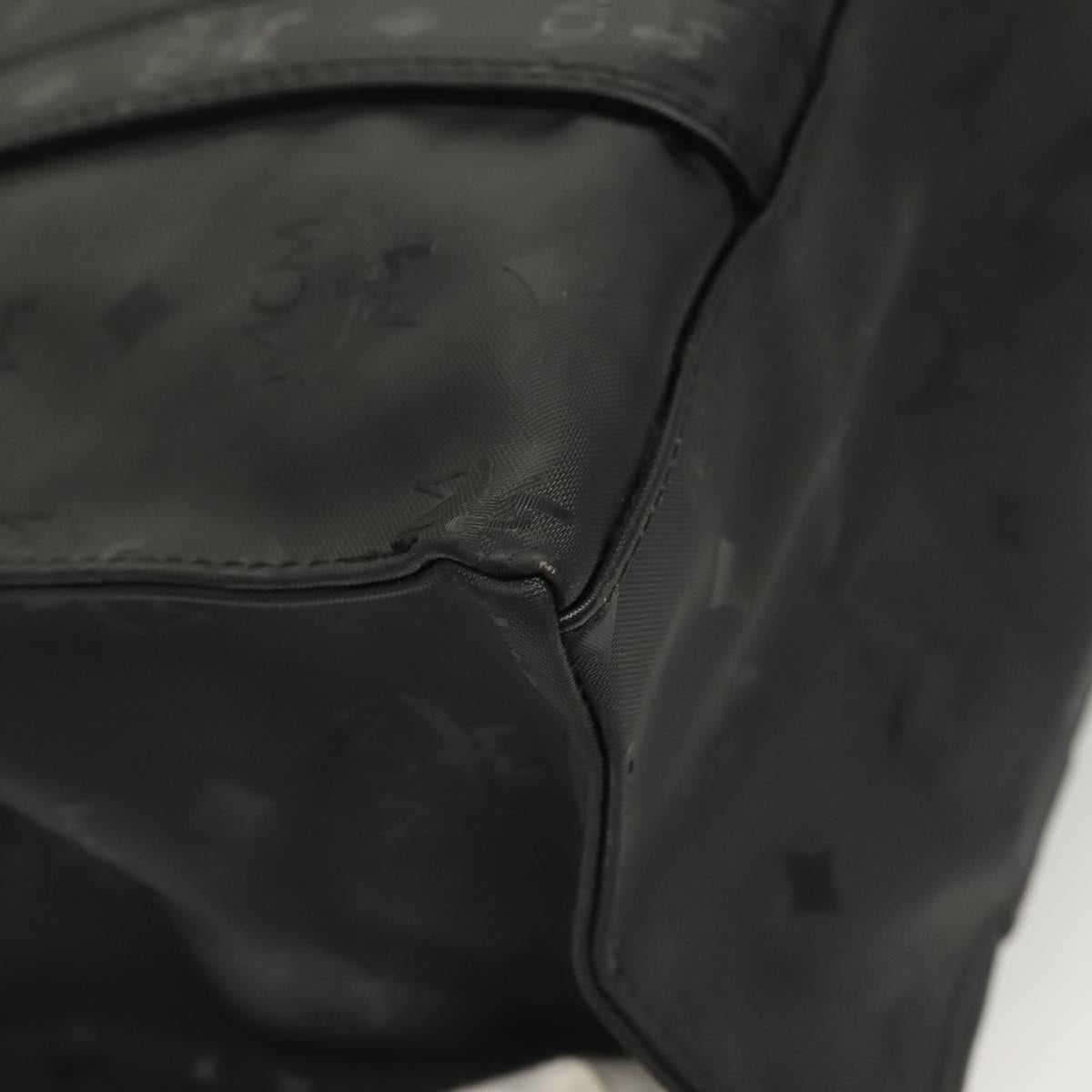 MCM Logogram Vicetos Tote Bag PVC Black Gold Auth ar13679