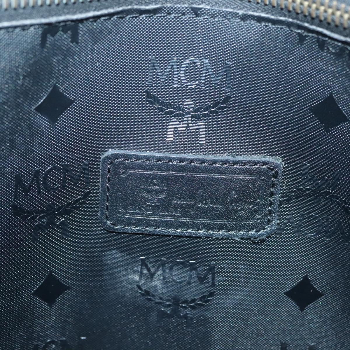 MCM Logogram Vicetos Tote Bag PVC Black Gold Auth ar13679