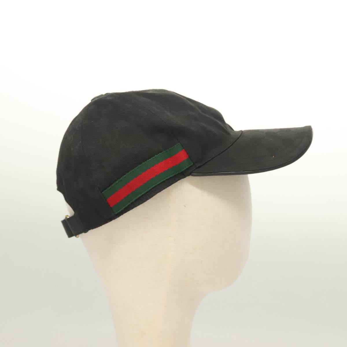 GUCCI GG Canvas Web Sherry Line Cap L Black Red Green 200035 Auth ar13699