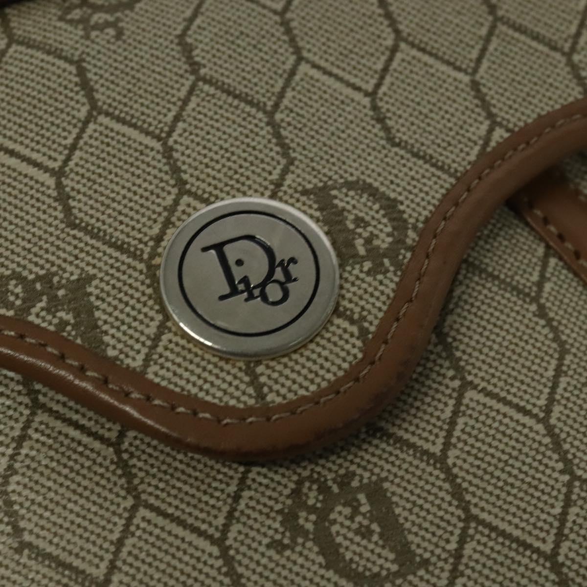 Christian Dior Honeycomb Canvas Shoulder Bag PVC Beige Gold Auth ar13702