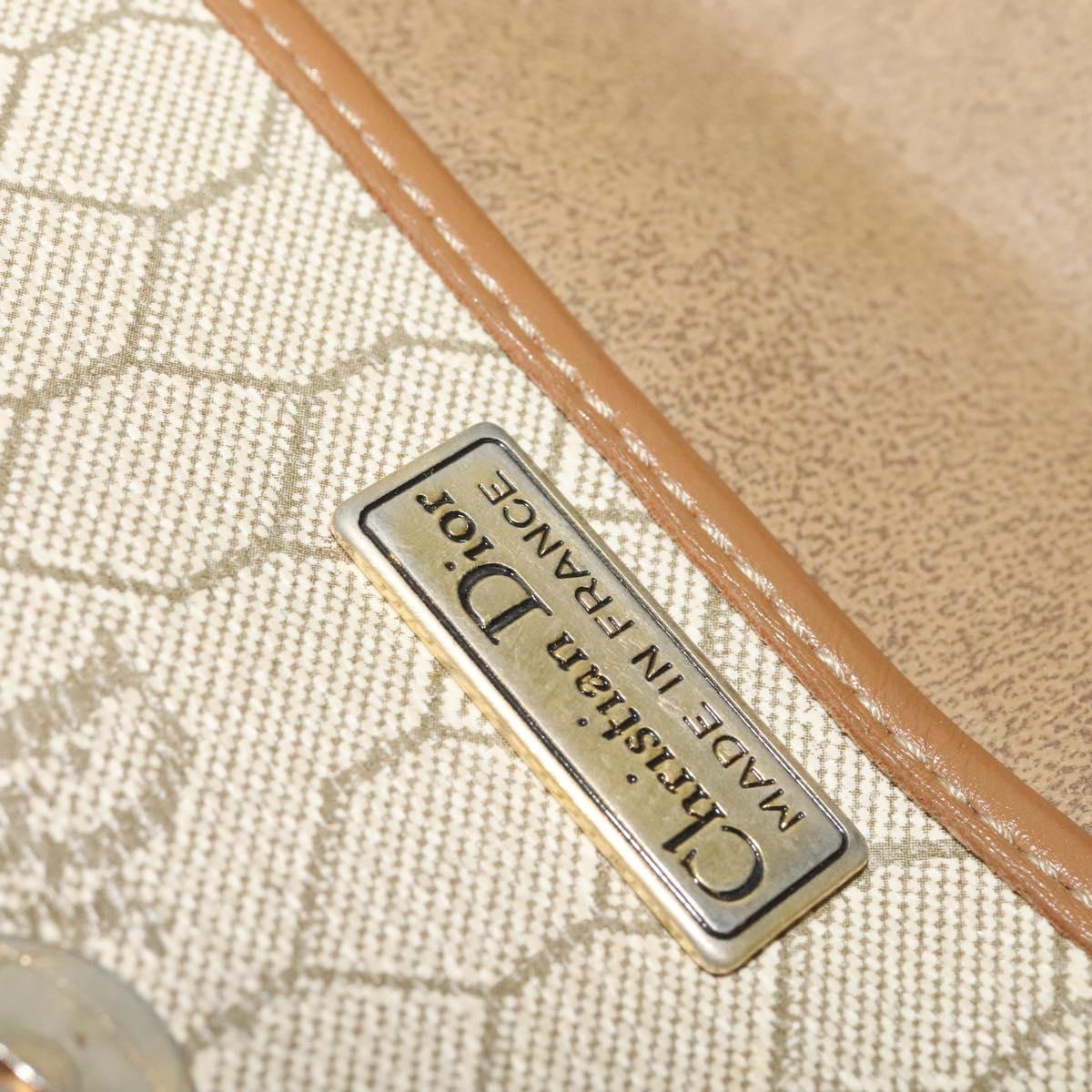 Christian Dior Honeycomb Canvas Shoulder Bag PVC Beige Gold Auth ar13702