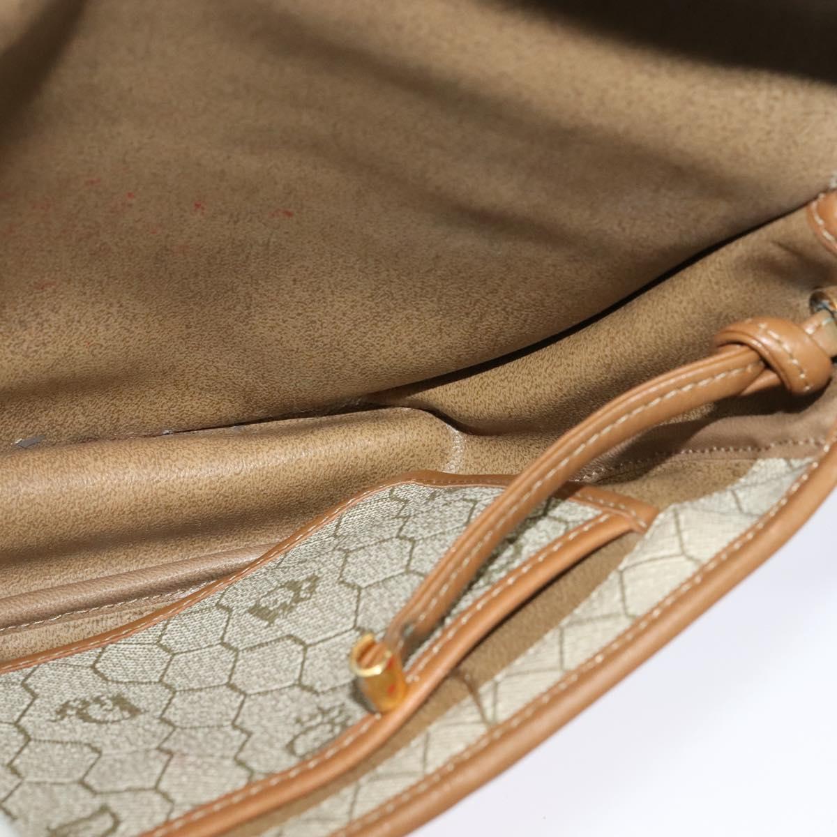 Christian Dior Honeycomb Canvas Shoulder Bag PVC Beige Gold Auth ar13702