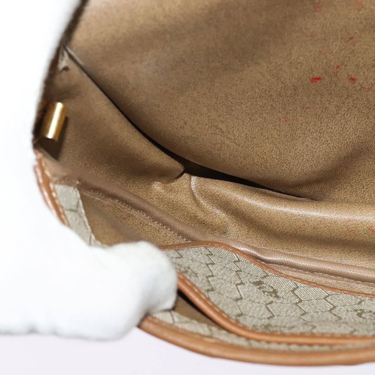 Christian Dior Honeycomb Canvas Shoulder Bag PVC Beige Gold Auth ar13702