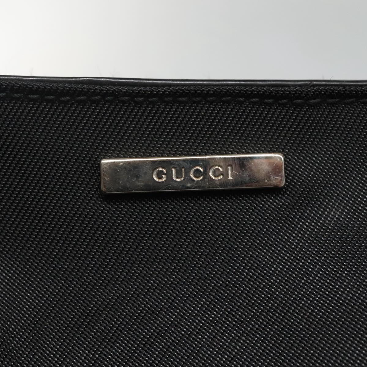 GUCCI Hand Bag Nylon 2way Outlet Black Silver Auth ar13706