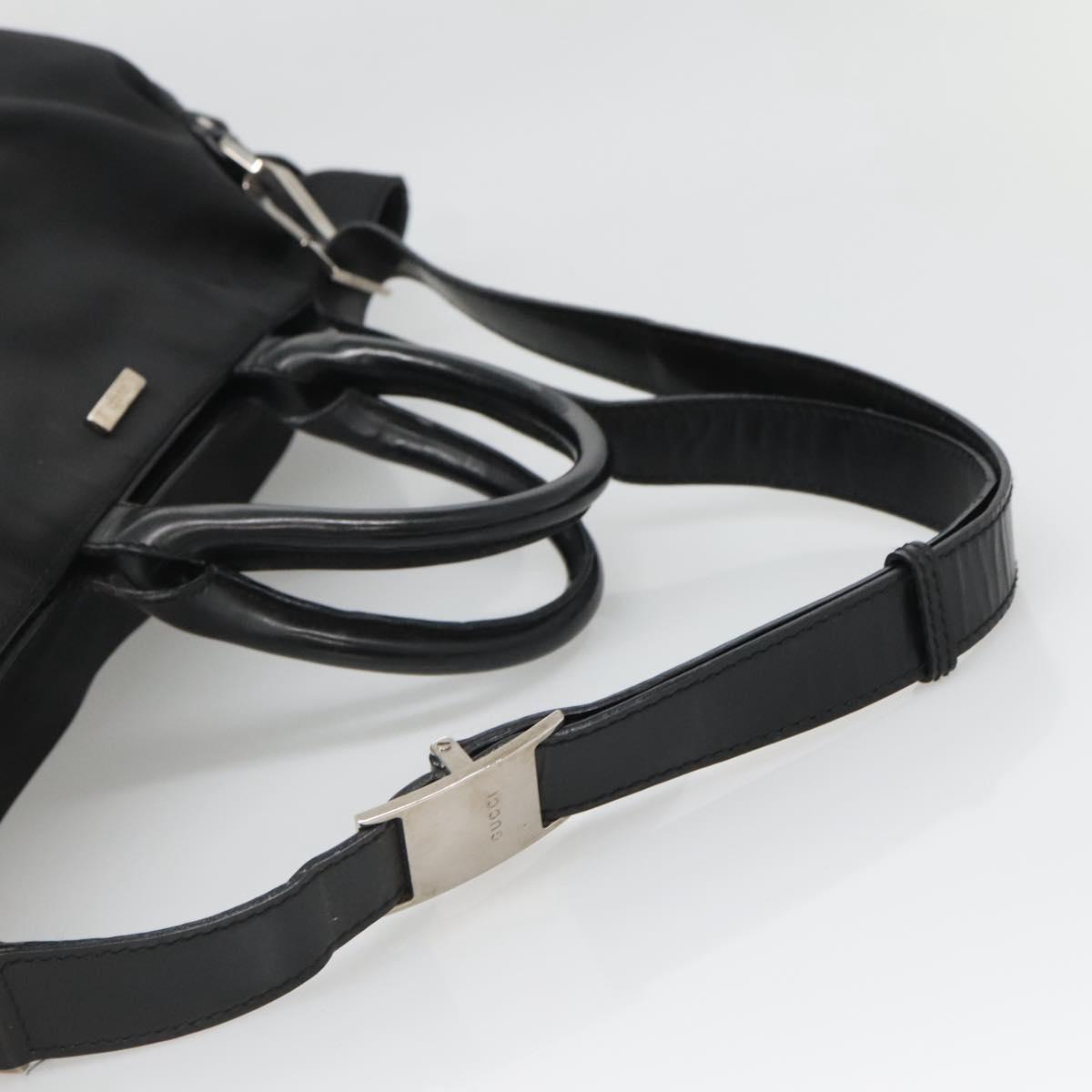 GUCCI Hand Bag Nylon 2way Outlet Black Silver Auth ar13706