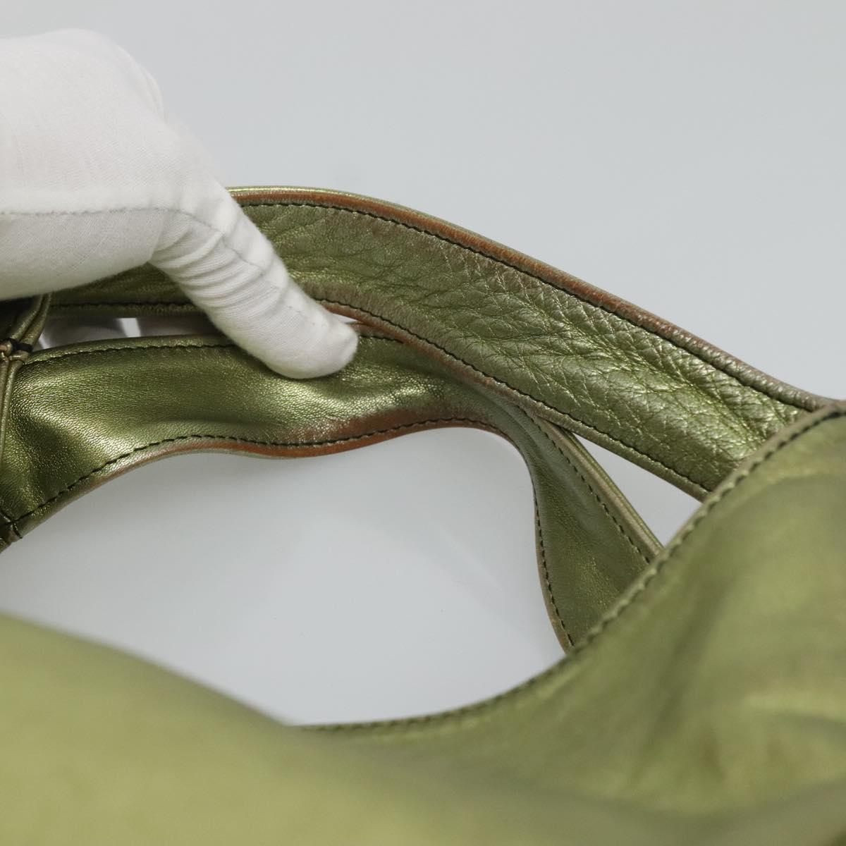 VALENTINO Hand Bag Leather LIme Green Gold Auth ar13709