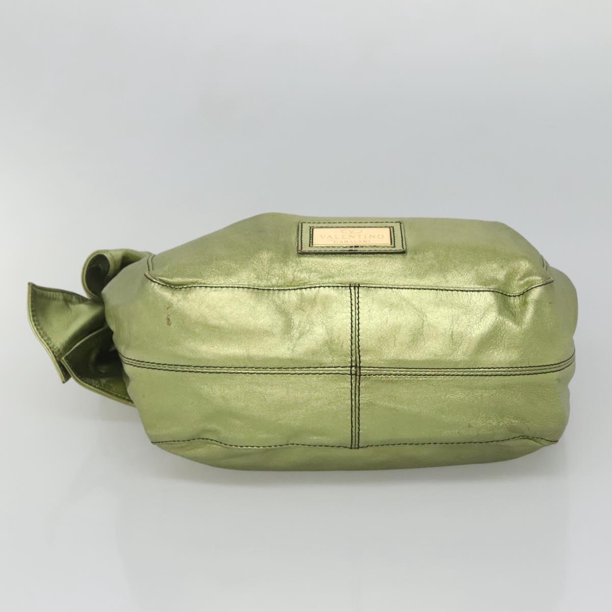 VALENTINO Hand Bag Leather LIme Green Gold Auth ar13709