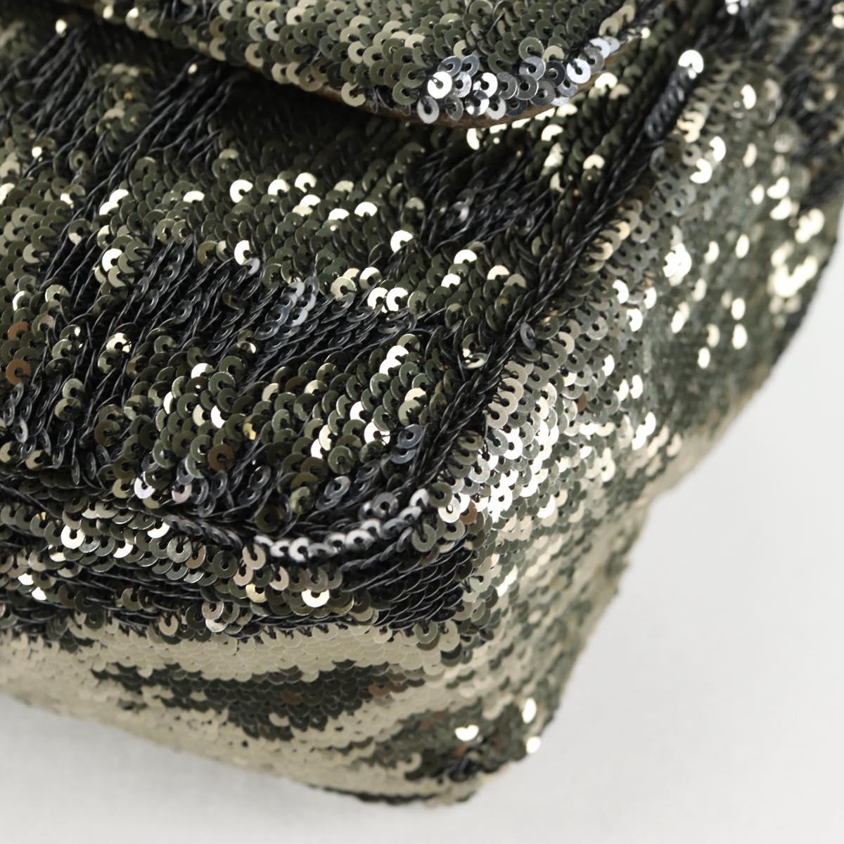 CHANEL 2017 Cruise Coco Cuba Chain Shoulder Bag Sequin Green CC Auth ar13715SM