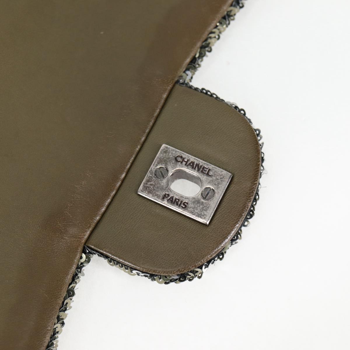 CHANEL 2017 Cruise Coco Cuba Chain Shoulder Bag Sequin Green CC Auth ar13715M