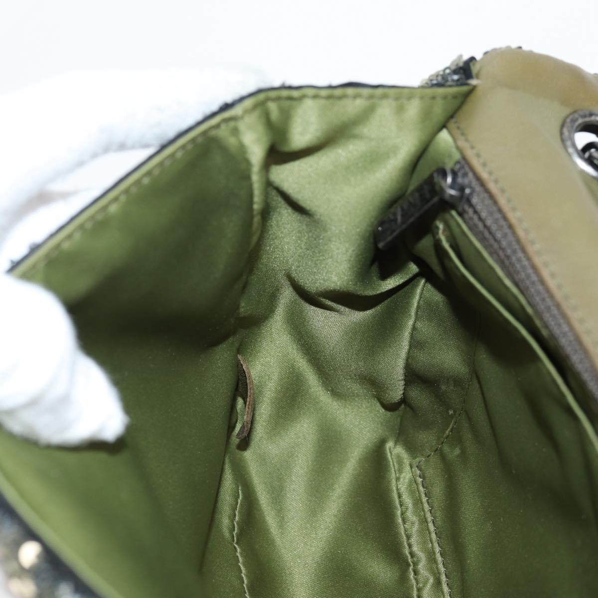 CHANEL 2017 Cruise Coco Cuba Chain Shoulder Bag Sequin Green CC Auth ar13715M