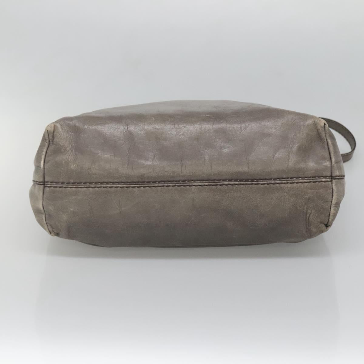 PRADA Hand Bag Leather 2way Gray Silver Auth ar13717