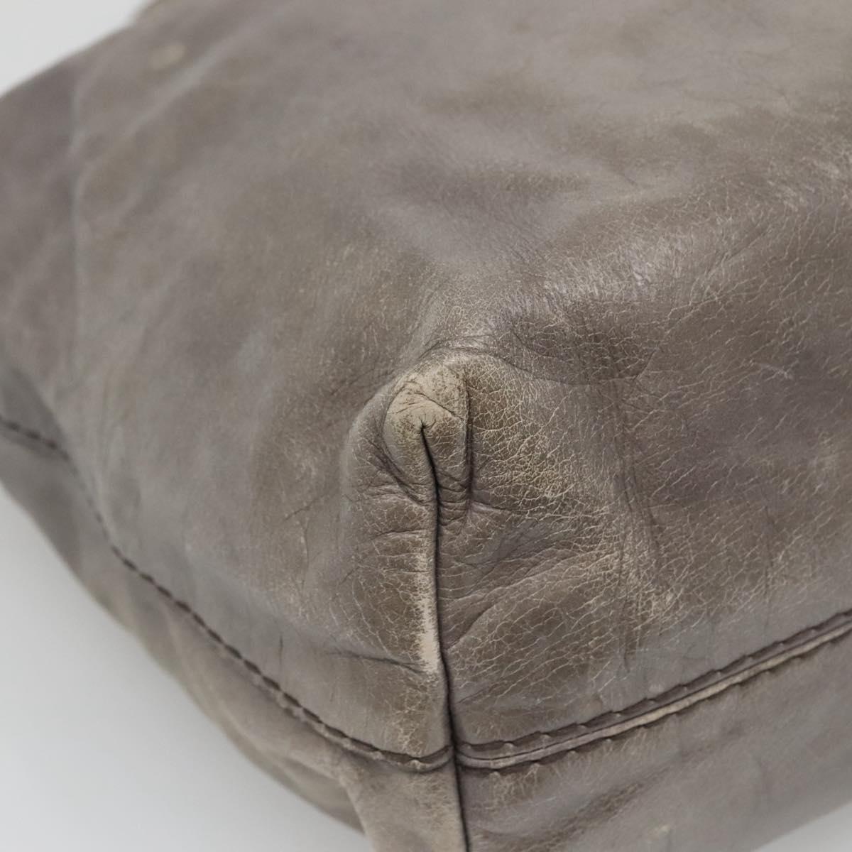 PRADA Hand Bag Leather 2way Gray Silver Auth ar13717