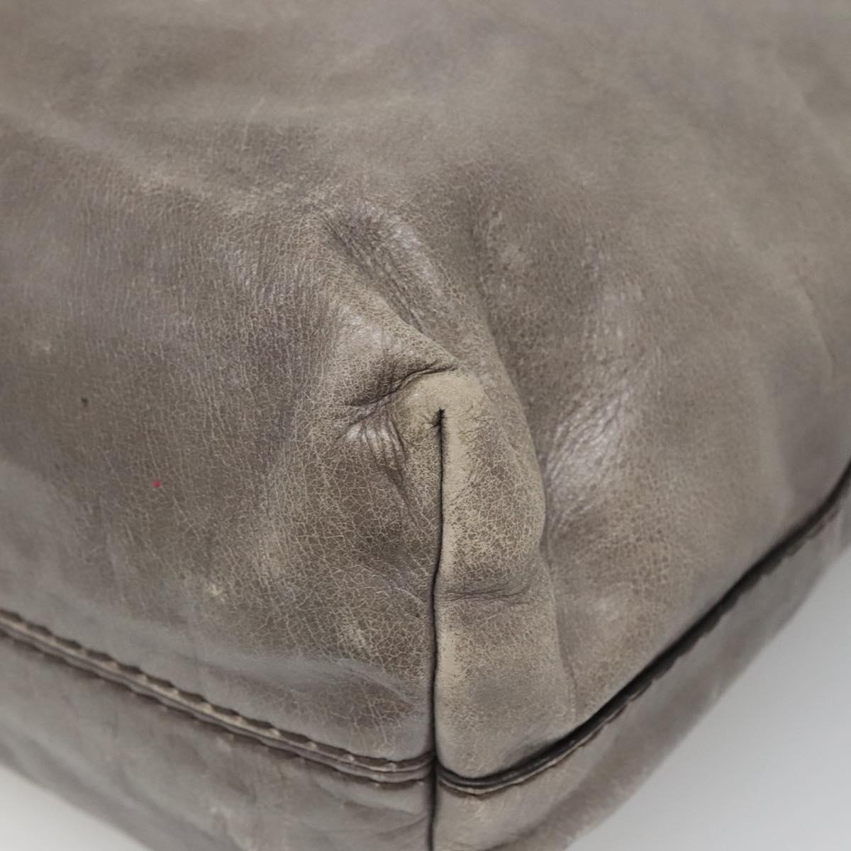 PRADA Hand Bag Leather 2way Gray Silver Auth ar13717