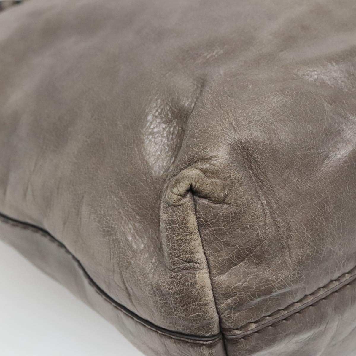 PRADA Hand Bag Leather 2way Gray Silver Auth ar13717