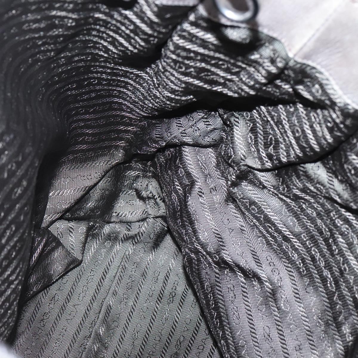 PRADA Hand Bag Leather 2way Gray Silver Auth ar13717