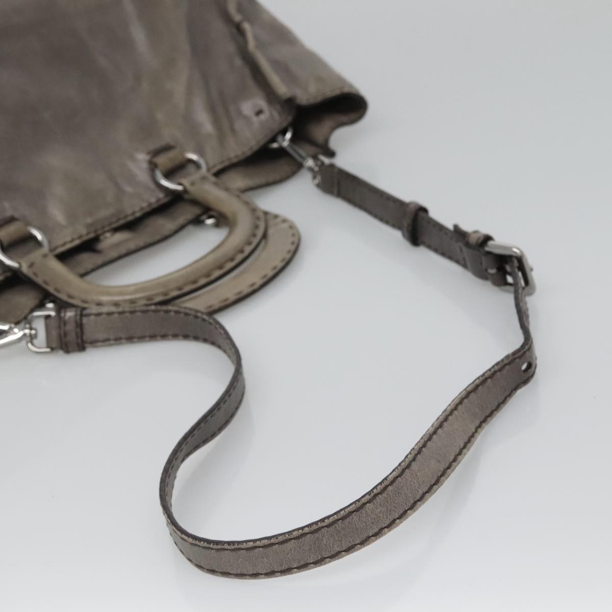PRADA Hand Bag Leather 2way Gray Silver Auth ar13717