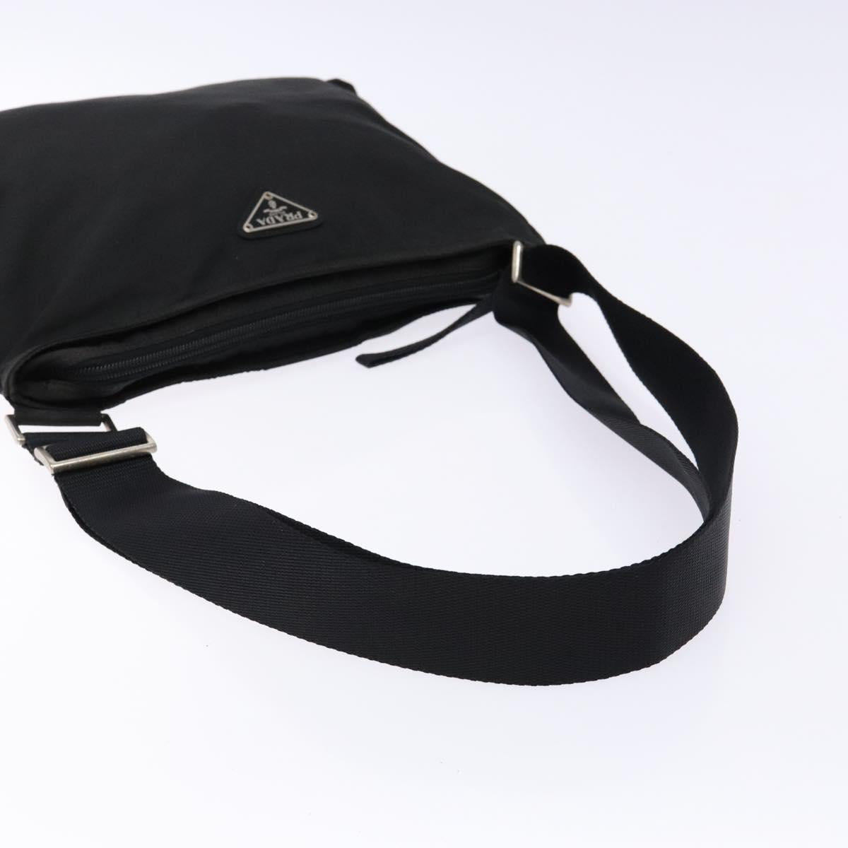 PRADA Shoulder Bag Nylon Black Silver Auth ar13740