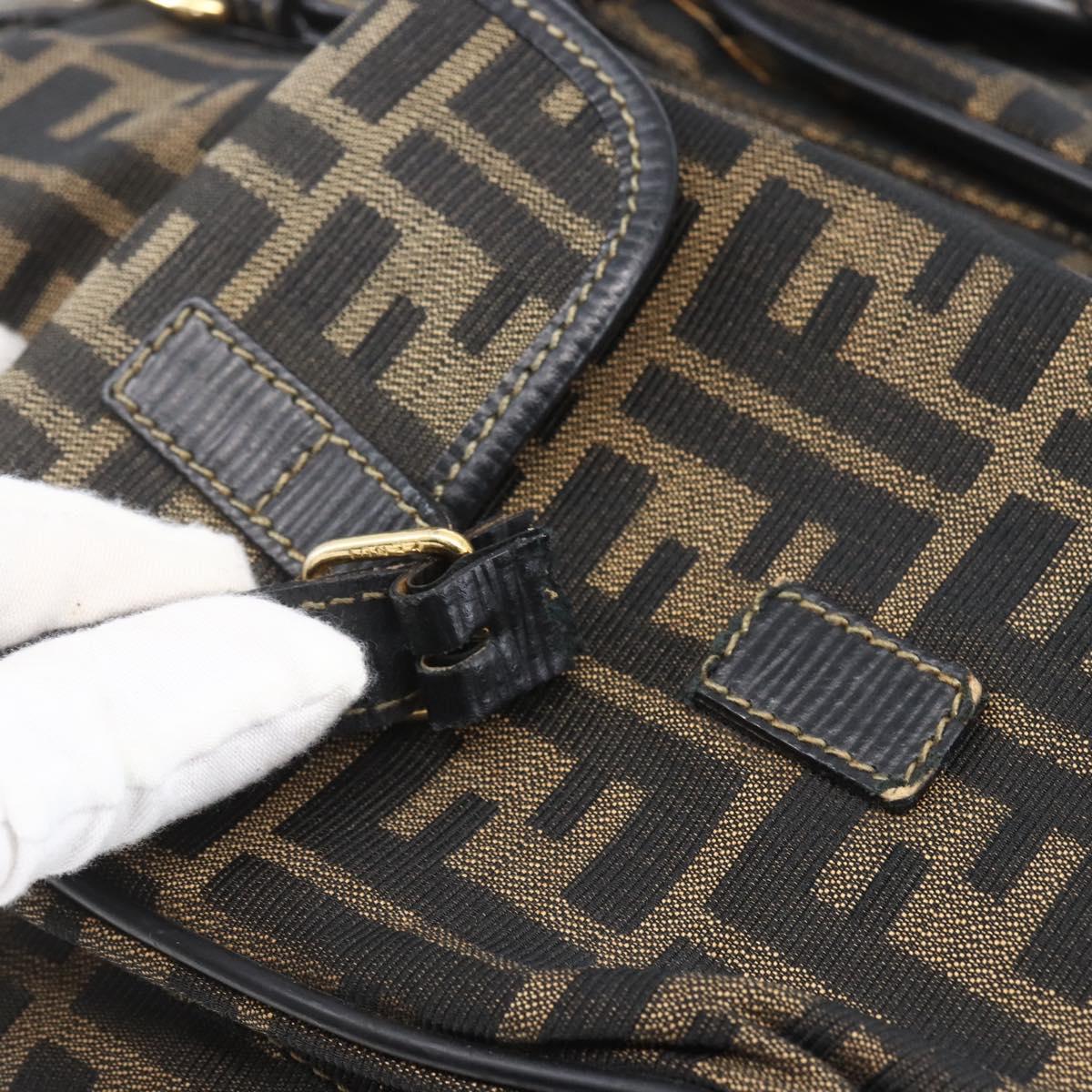 FENDI Zucca Canvas Backpack Brown Black gold Auth ar13750