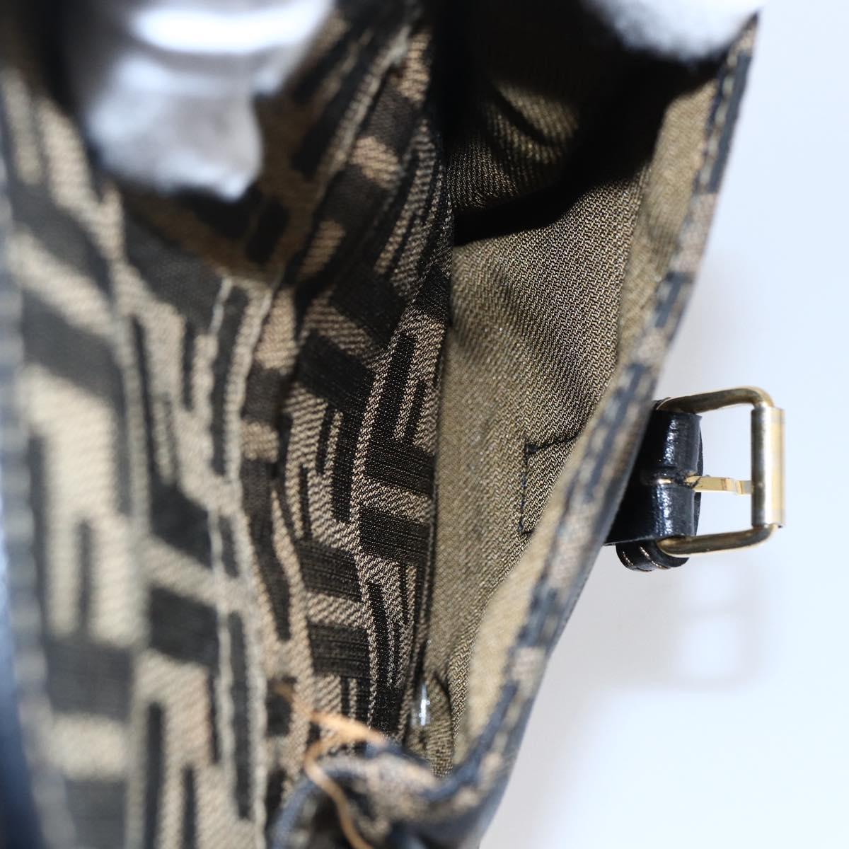 FENDI Zucca Canvas Backpack Brown Black gold Auth ar13750