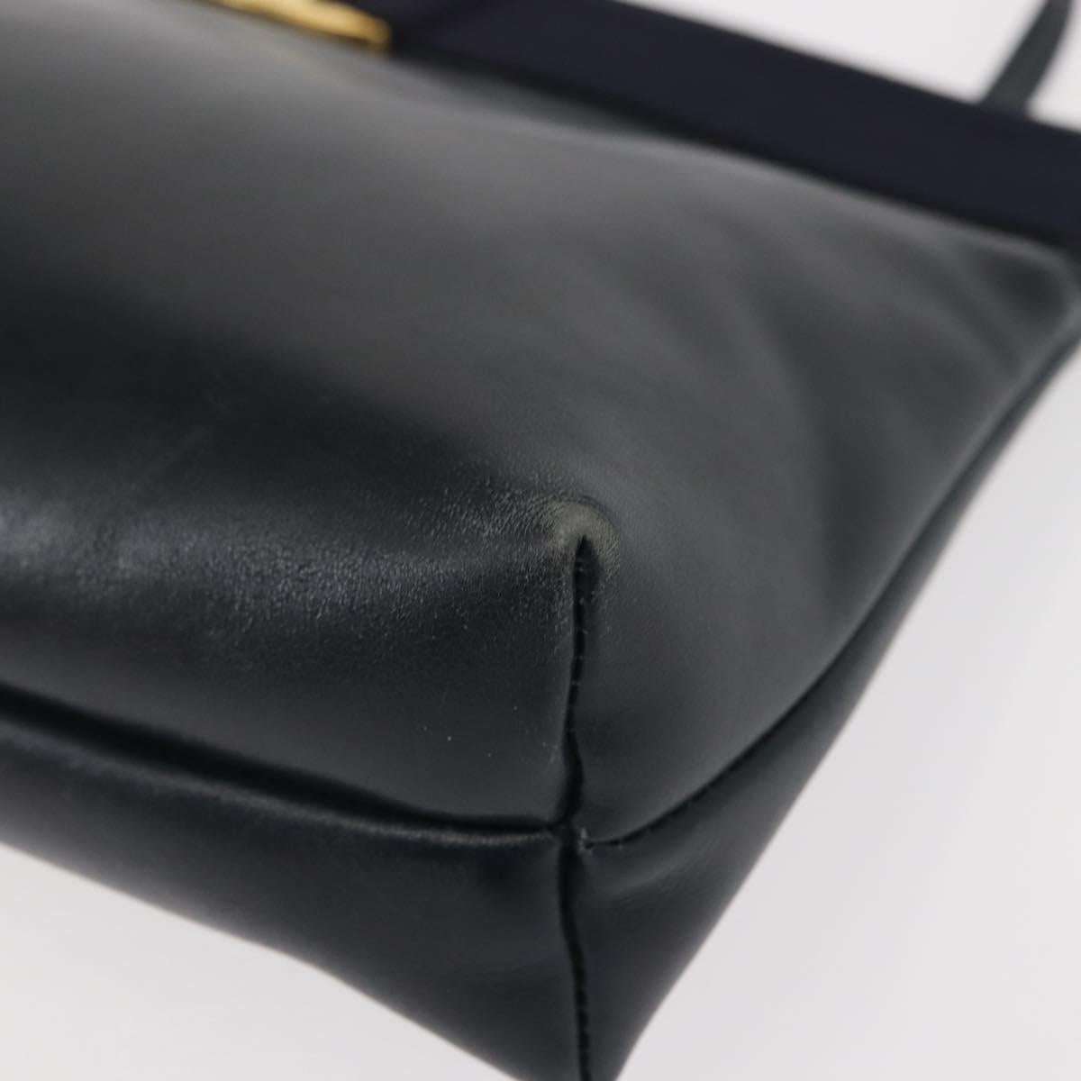 Salvatore Ferragamo Vala Shoulder Bag Leather Navy Gold Auth ar13751