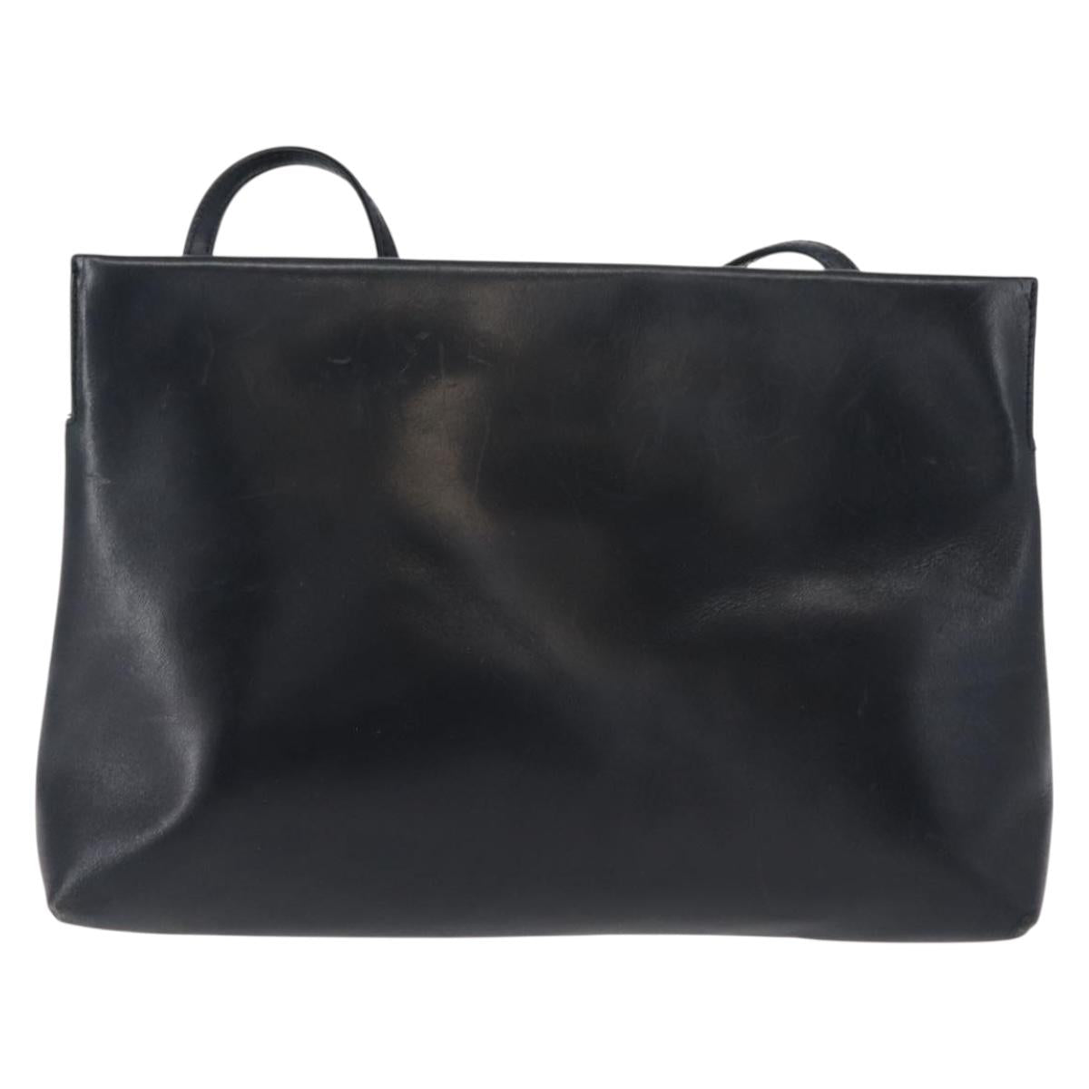 Salvatore Ferragamo Vala Shoulder Bag Leather Navy Gold Auth ar13751