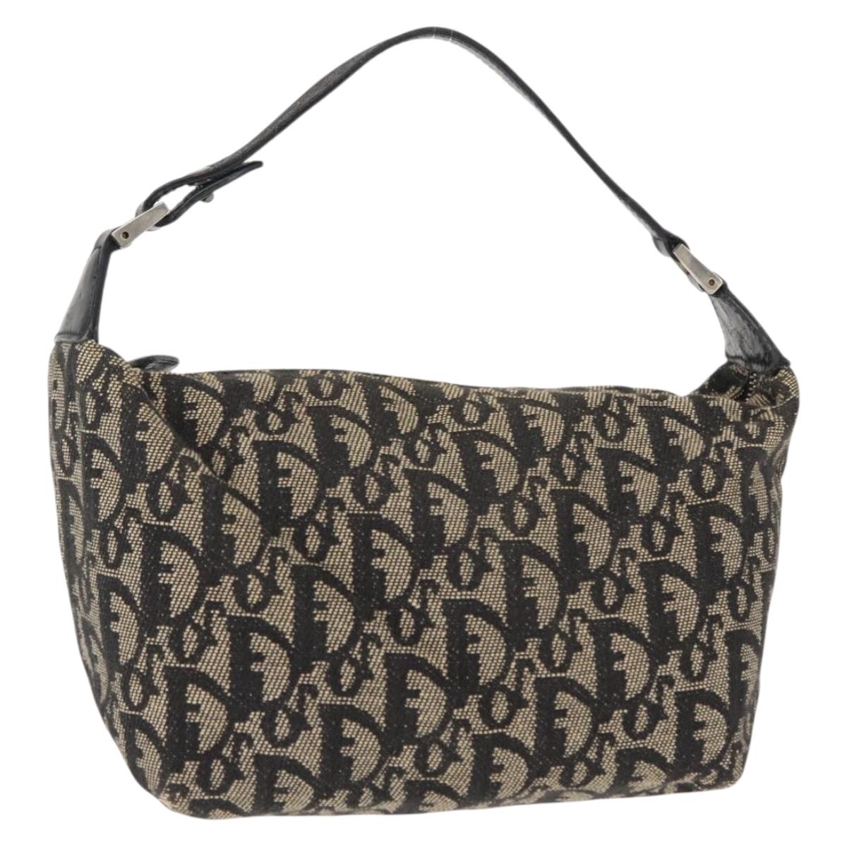 Christian Dior Trotter Canvas Hand Bag Navy Auth ar13752