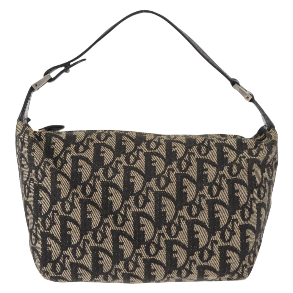 Christian Dior Trotter Canvas Hand Bag Navy Auth ar13752