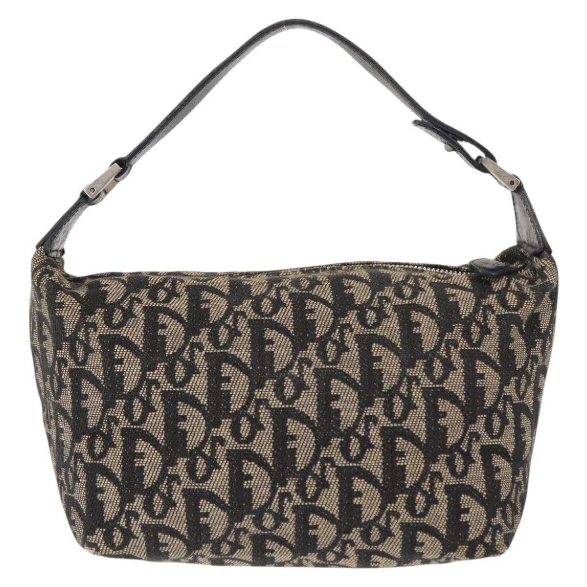 Christian Dior Trotter Canvas Hand Bag Navy Auth ar13752