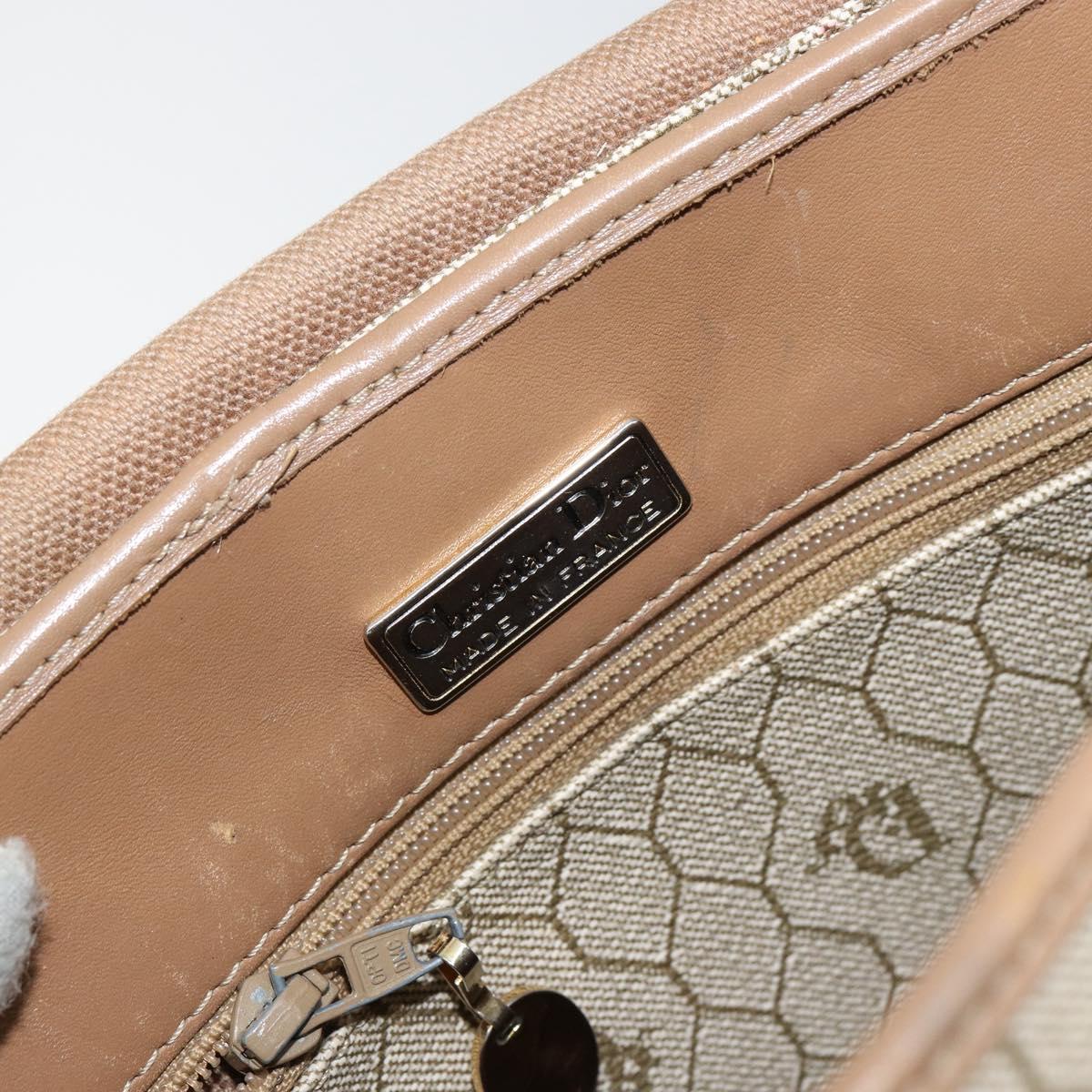 Christian Dior Honeycomb Canvas Shoulder Bag PVC Leather Beige Gold Auth ar13753