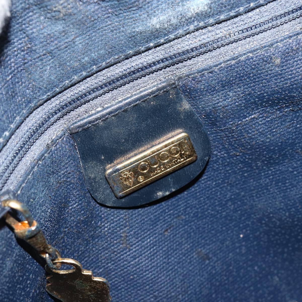 GUCCI Micro GG Canvas Bag PVC Leather Navy Gold 007 115 0093 Auth ar13754