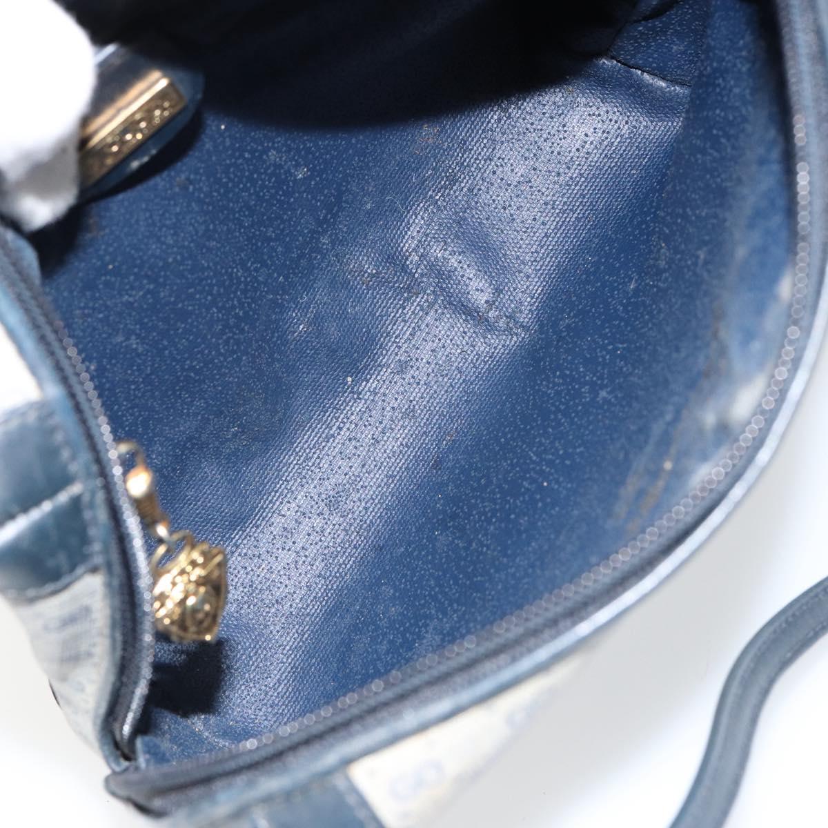 GUCCI Micro GG Canvas Bag PVC Leather Navy Gold 007 115 0093 Auth ar13754