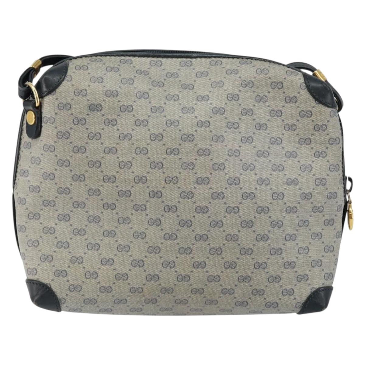 GUCCI Micro GG Canvas Bag PVC Leather Navy Gold 007 115 0093 Auth ar13754