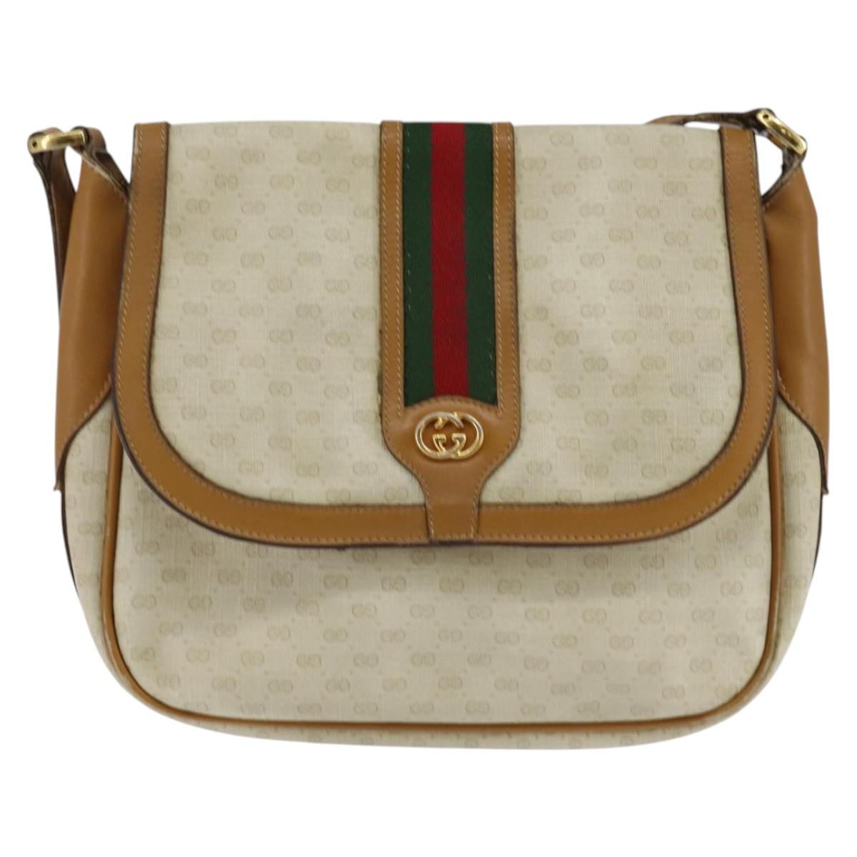 GUCCI Micro GG Supreme Web Sherry Line Bag PVC Beige 001 115 0914 Auth ar13755