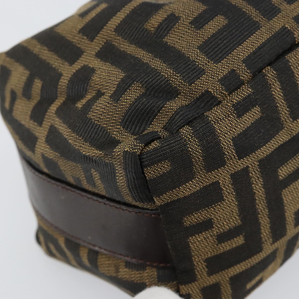 FENDI Zucca Canvas Vanity Hand Bag Black Brown Auth ar13759