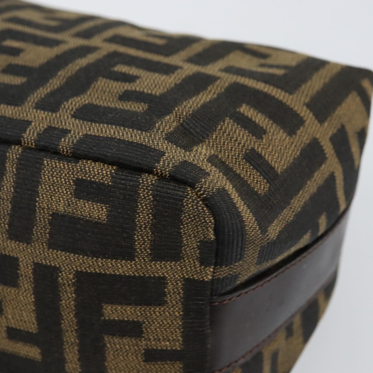 FENDI Zucca Canvas Vanity Hand Bag Black Brown Auth ar13759
