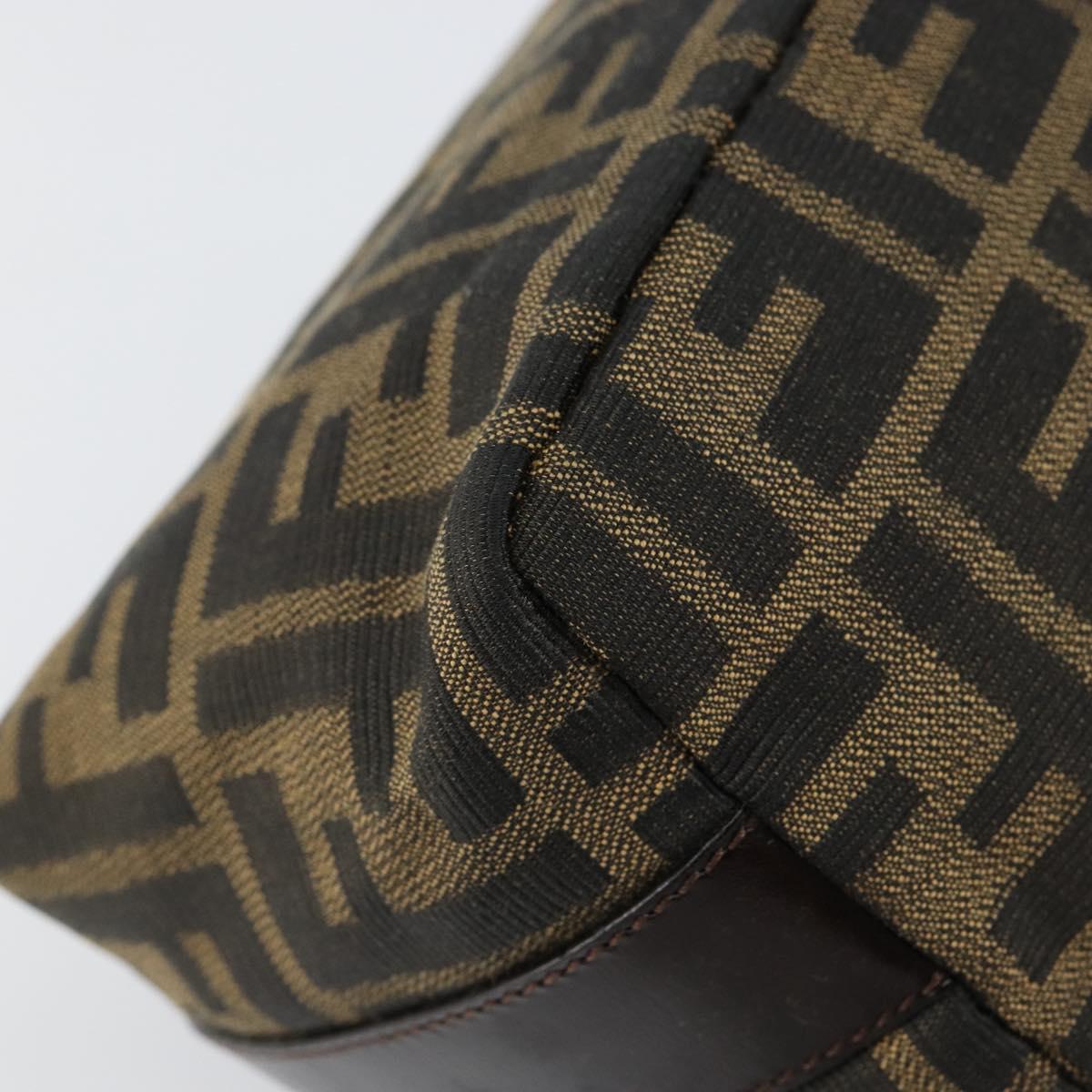 FENDI Zucca Canvas Vanity Hand Bag Black Brown Auth ar13759