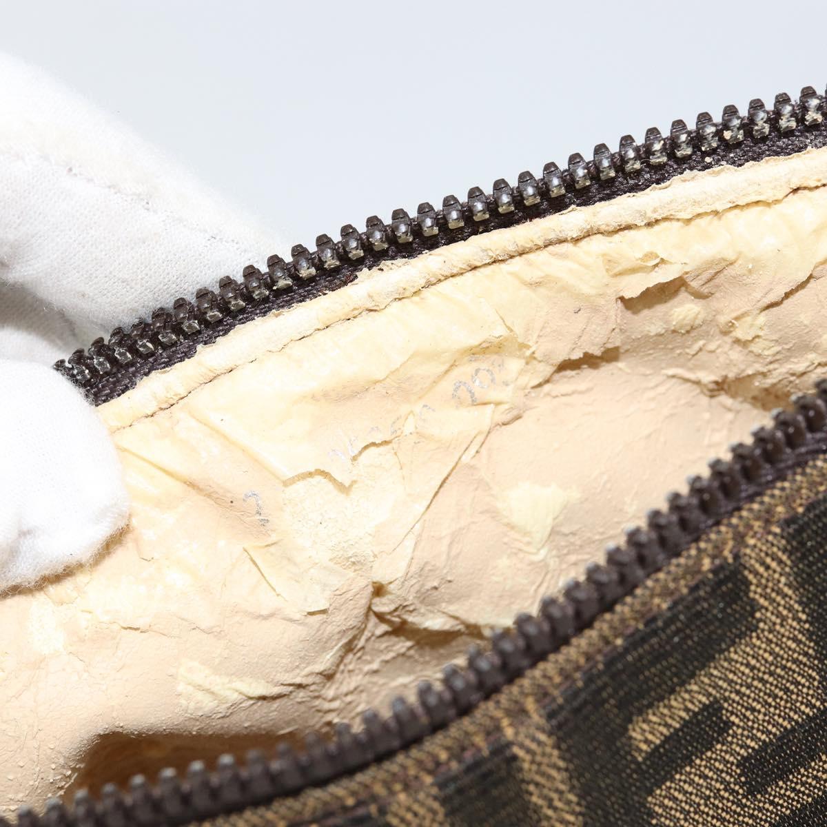 FENDI Zucca Canvas Vanity Hand Bag Black Brown Auth ar13759