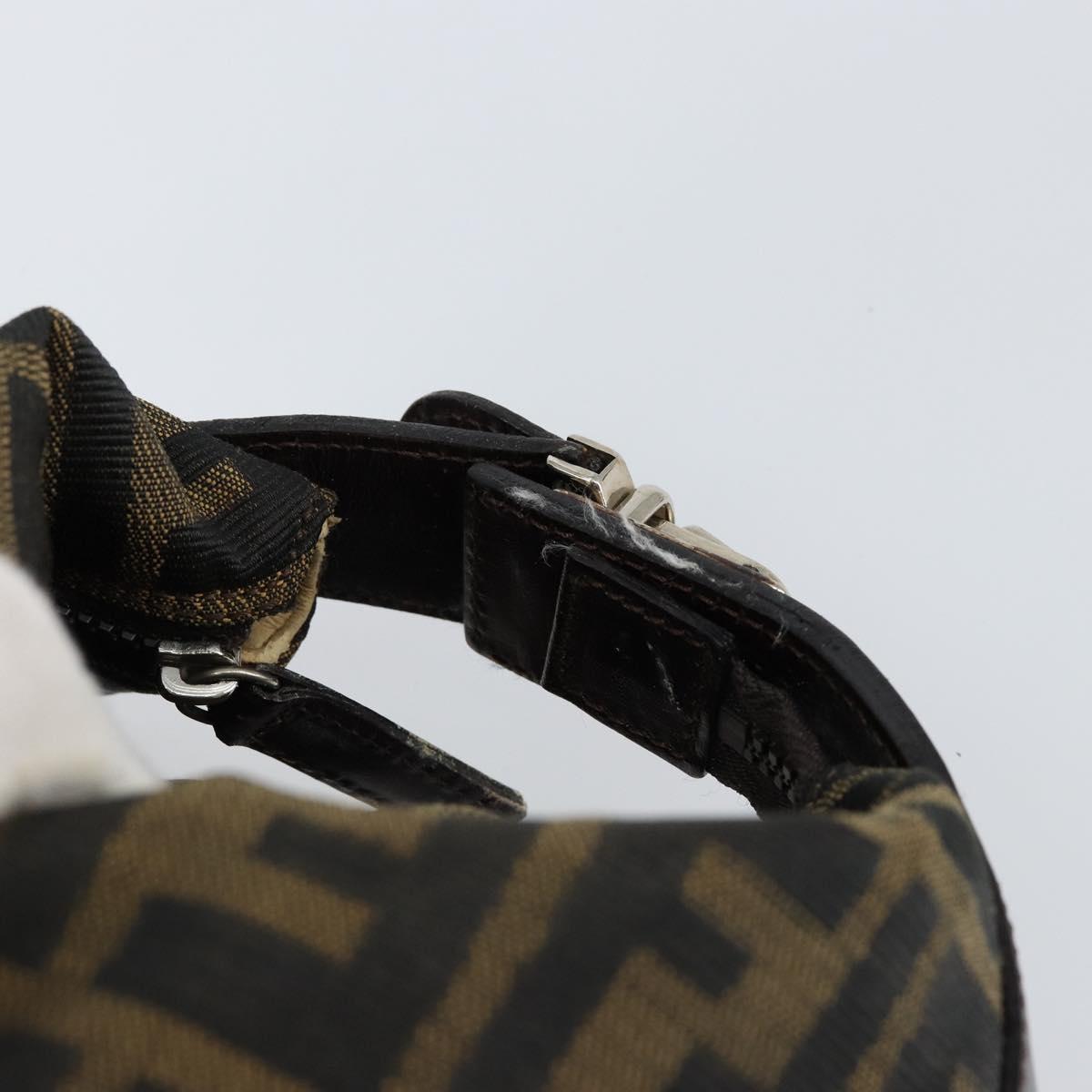 FENDI Zucca Canvas Vanity Hand Bag Black Brown Auth ar13759