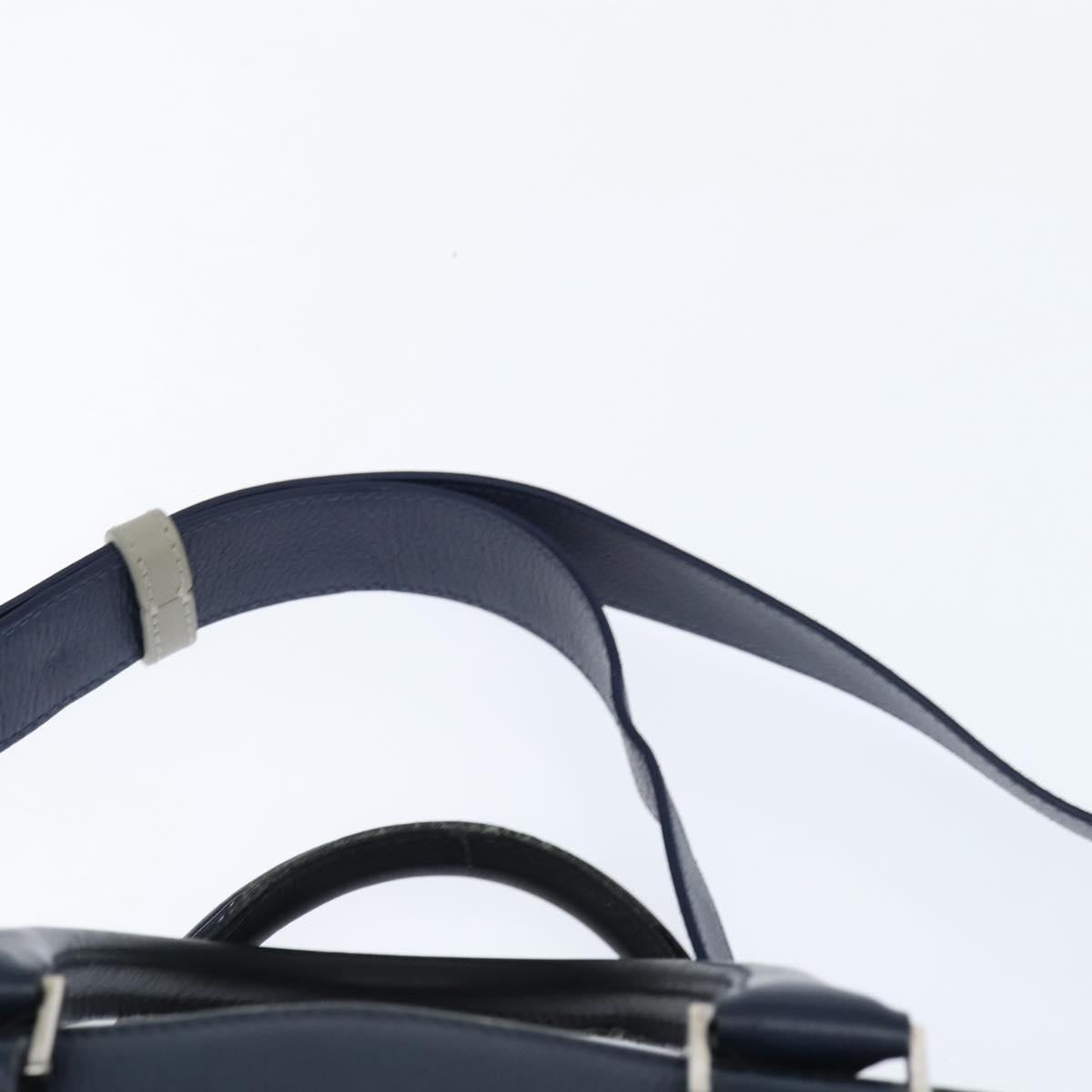 Christian Dior Business Bag Leather 2ways Navy Silver Auth ar13763