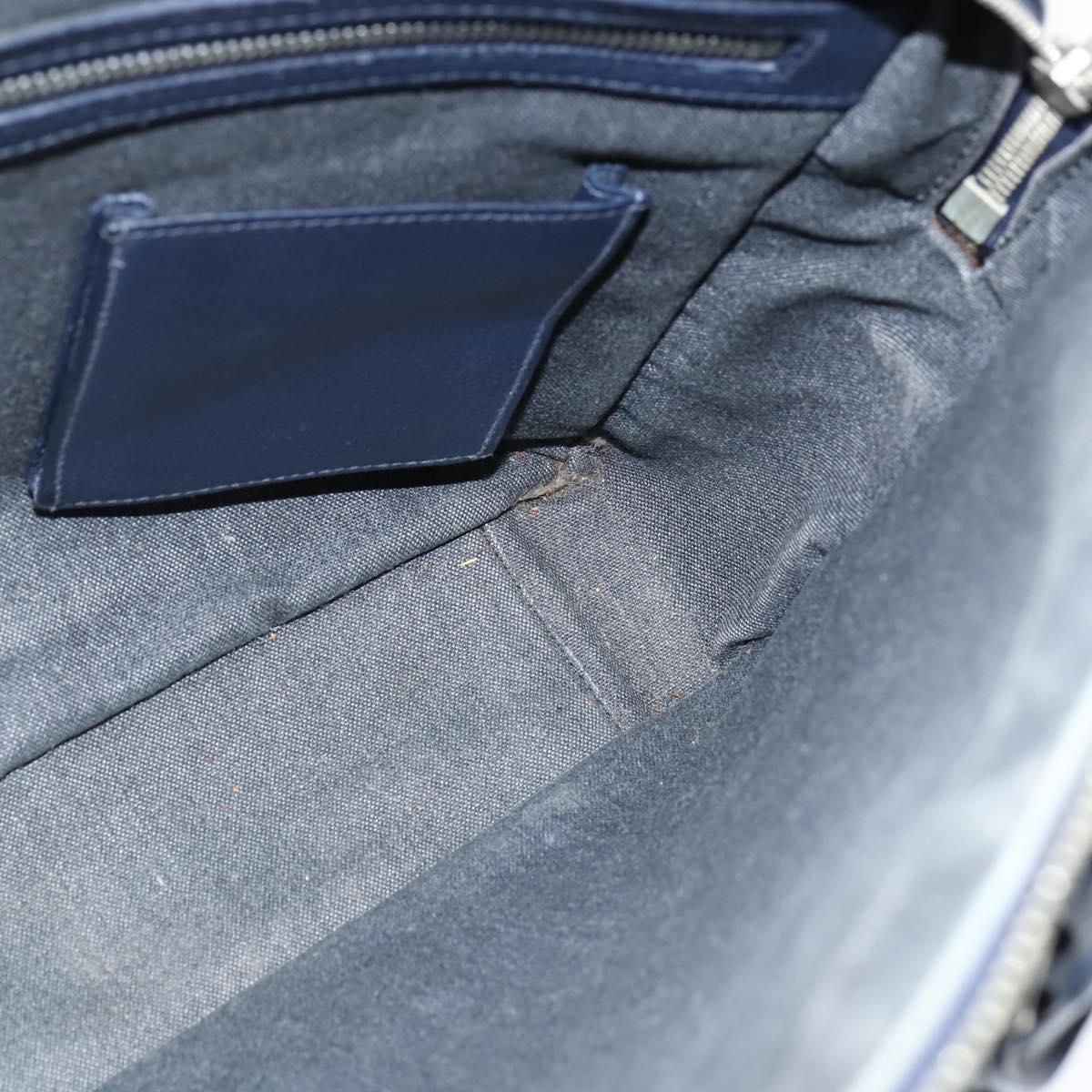 Christian Dior Business Bag Leather 2ways Navy Silver Auth ar13763