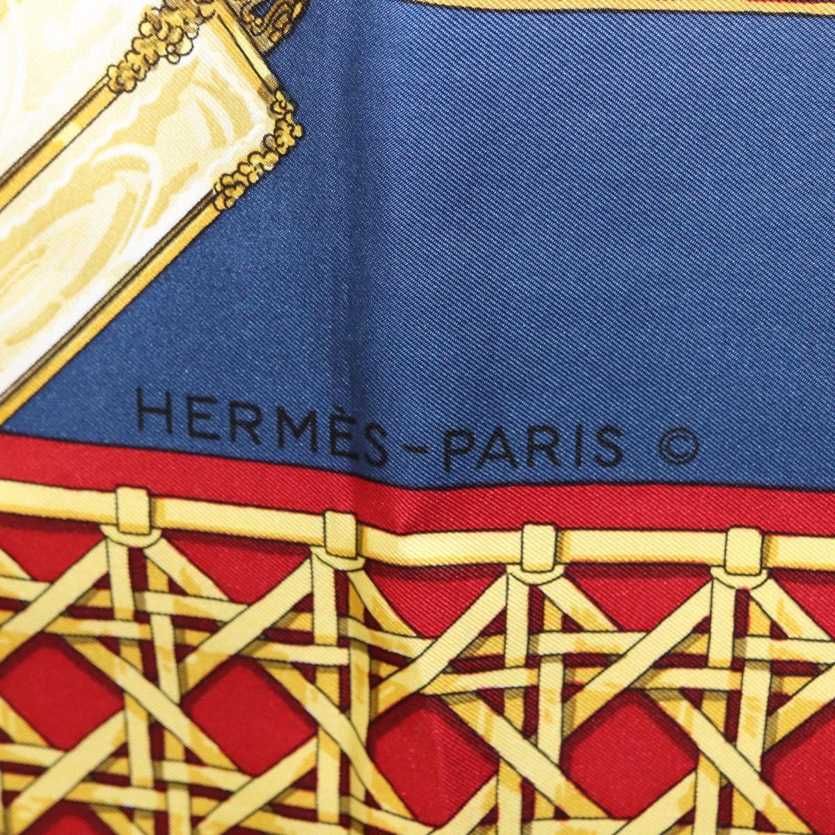 HERMES Carre 90 Scarf ""FEUX DE ROUTE"" Silk Blue Auth ar13764