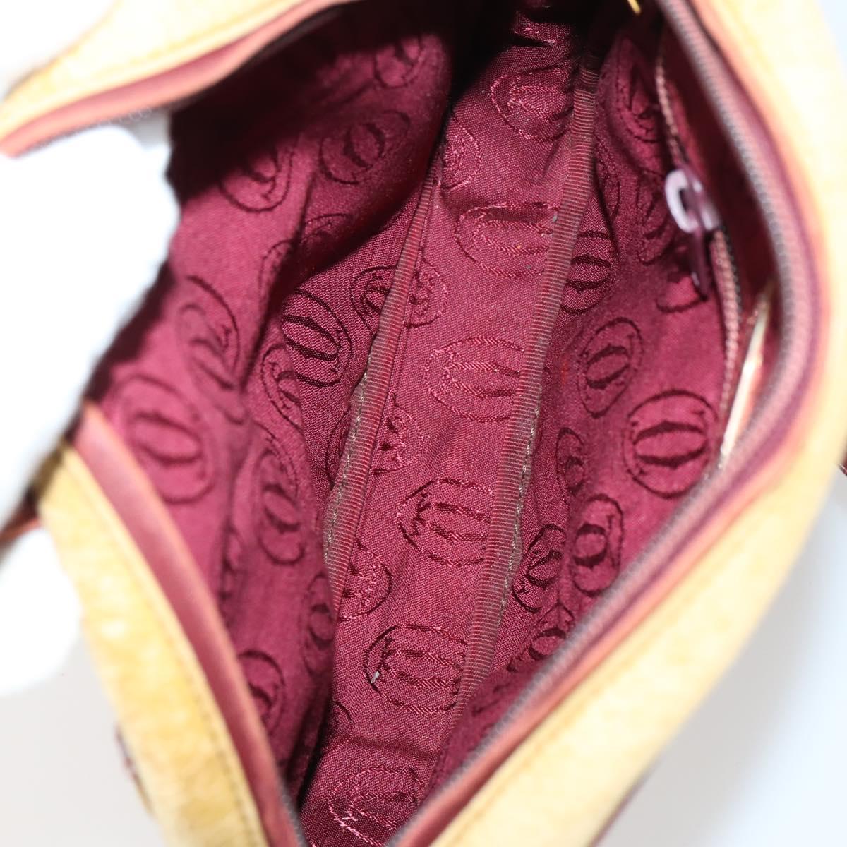 CARTIER Must Line Clutch Bag Leather 3 Set Bordeaux Black beige Auth ar13766