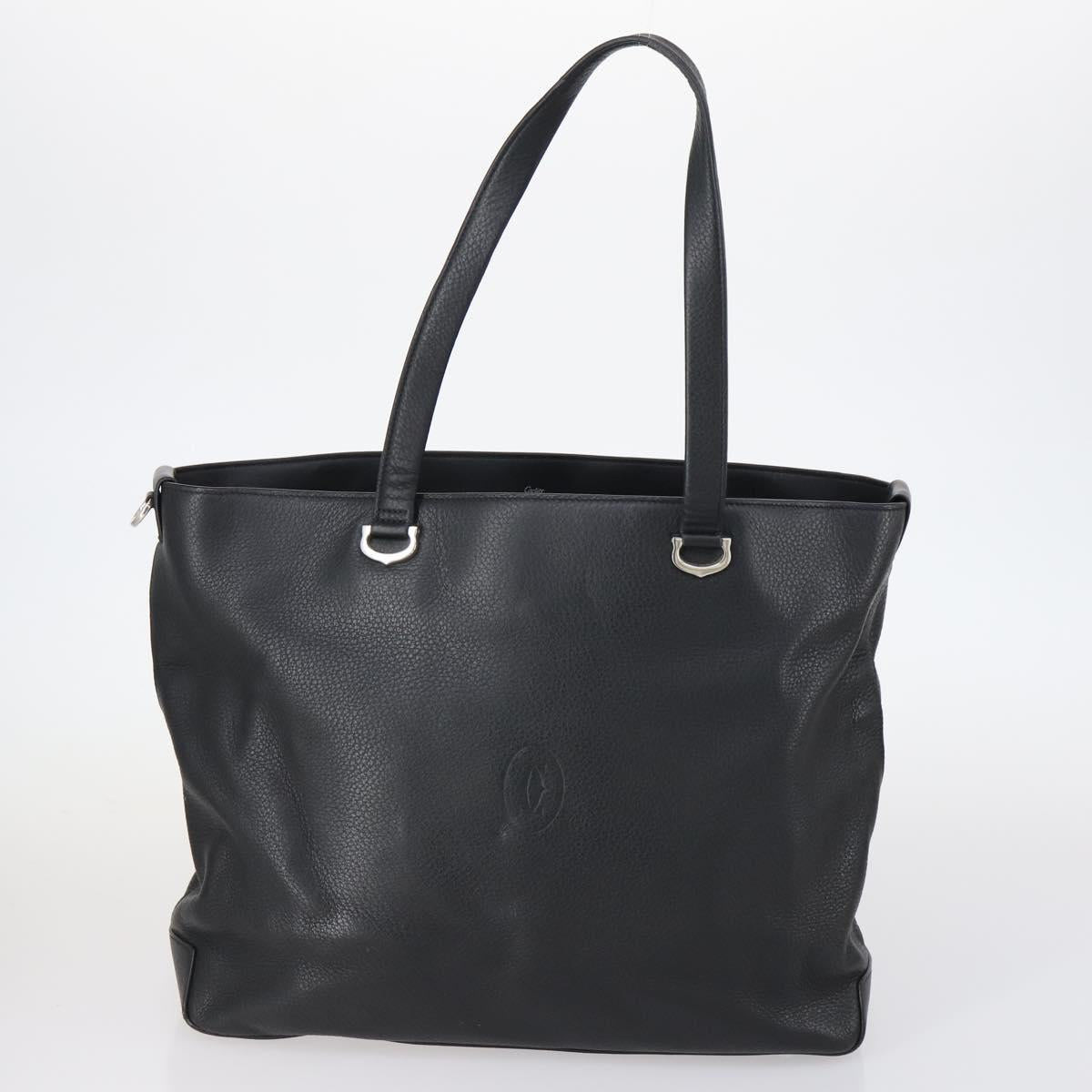 CARTIER Must Line Clutch Bag Leather 3 Set Bordeaux Black beige Auth ar13766