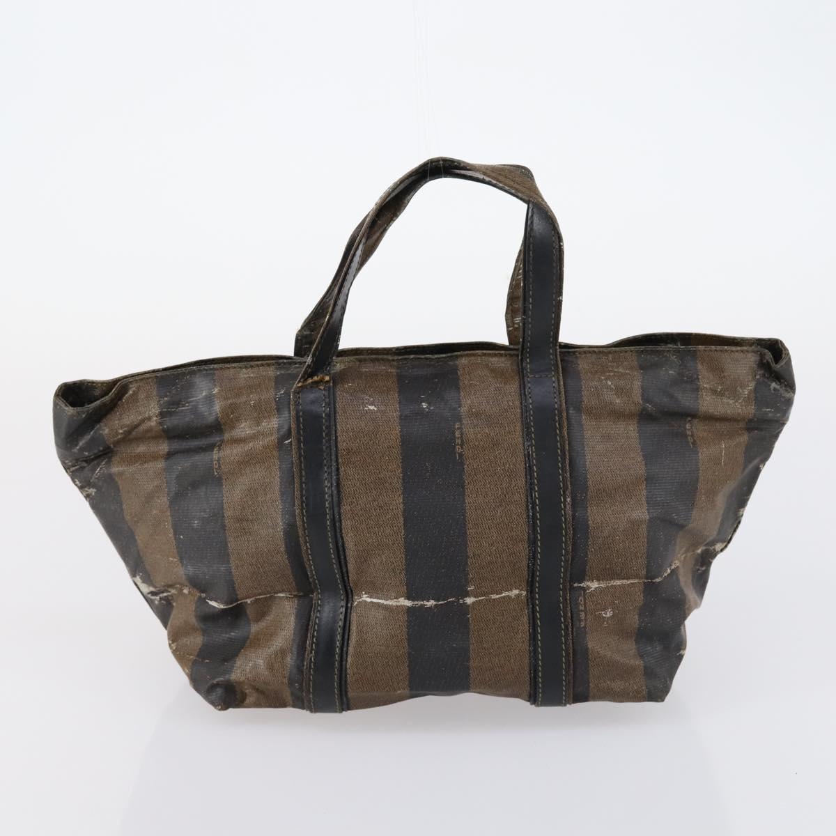 FENDI Pecan Bag Canvas Coated Canvas 3 Set Black Brown Auth ar13768