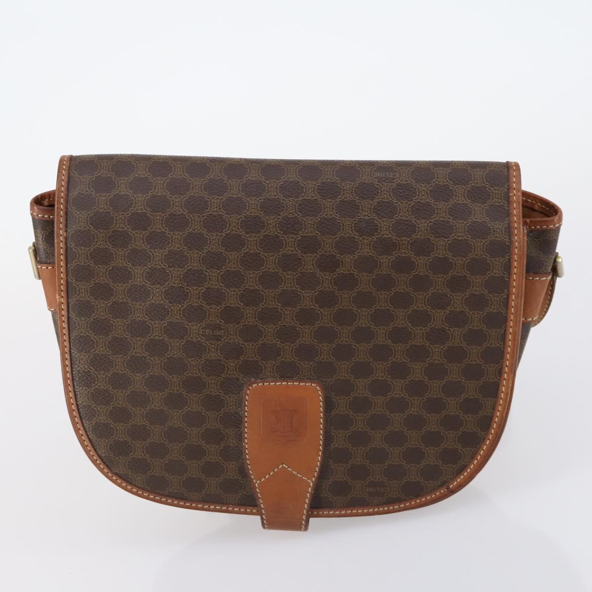 CELINE Macadam C Macadam Bag PVC Suede 4 Set Beige Brown Auth ar13769