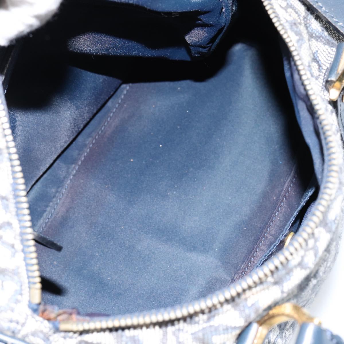 Christian Dior Trotter Canvas Mini Boston Bag Navy Gold Auth ar13772