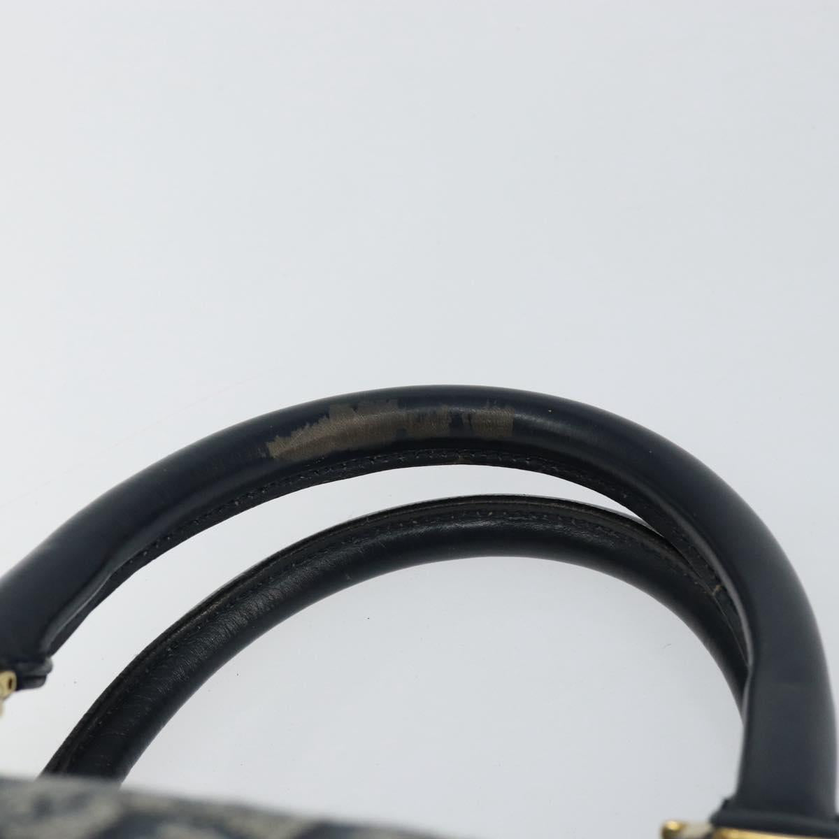 Christian Dior Trotter Canvas Mini Boston Bag Navy Gold Auth ar13772