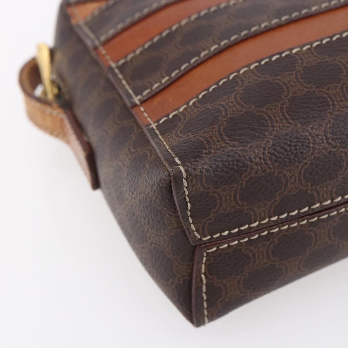 CELINE Macadam Canvas Shoulder Bag PVC Leather Brown Gold Auth ar13775