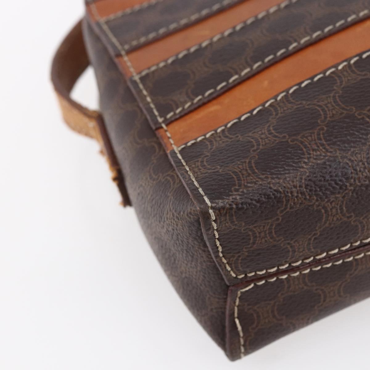 CELINE Macadam Canvas Shoulder Bag PVC Leather Brown Gold Auth ar13775